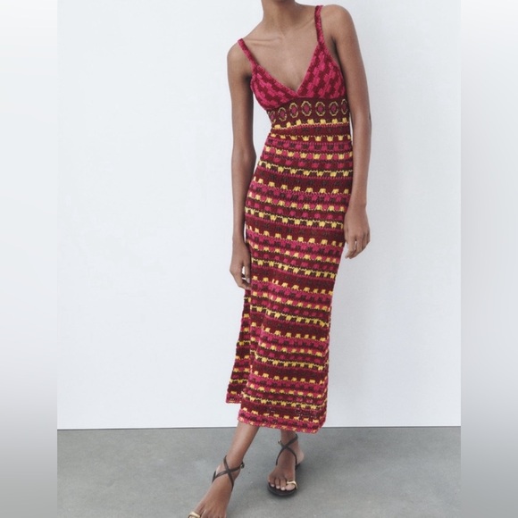 ZARA*RARE*BLOGGER FAVE Knit V Neck Dress Size S - Picture 1 of 16